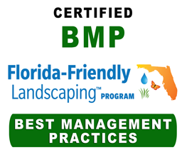 The image shows a Certified Best Management Practices for Florida Friendly Landscaping.